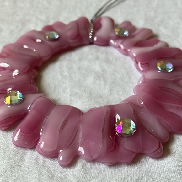 Ornament: Unbranded Christmas Pink Glass Ornament with faux gems - Picture 2 of 16